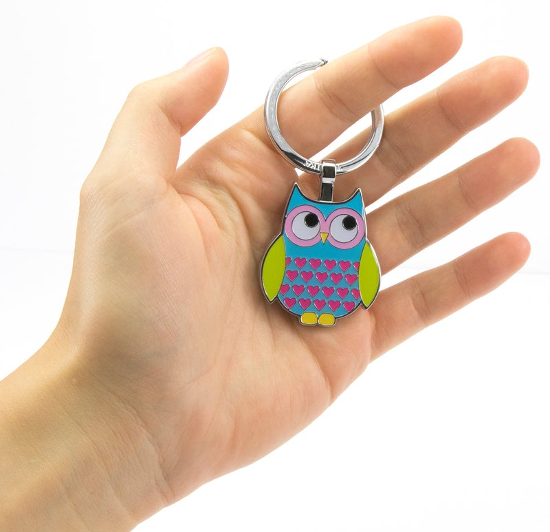 TROIKA Rosy â€“ KR14-13/BL â€“ owl Keychain with Original Troika Keyring â€“ cast Metal/Enamelâ€“ Shiny â€“ Chrome Plated â€“ Multicoloured â€“ TROIKA-Original - Image 3